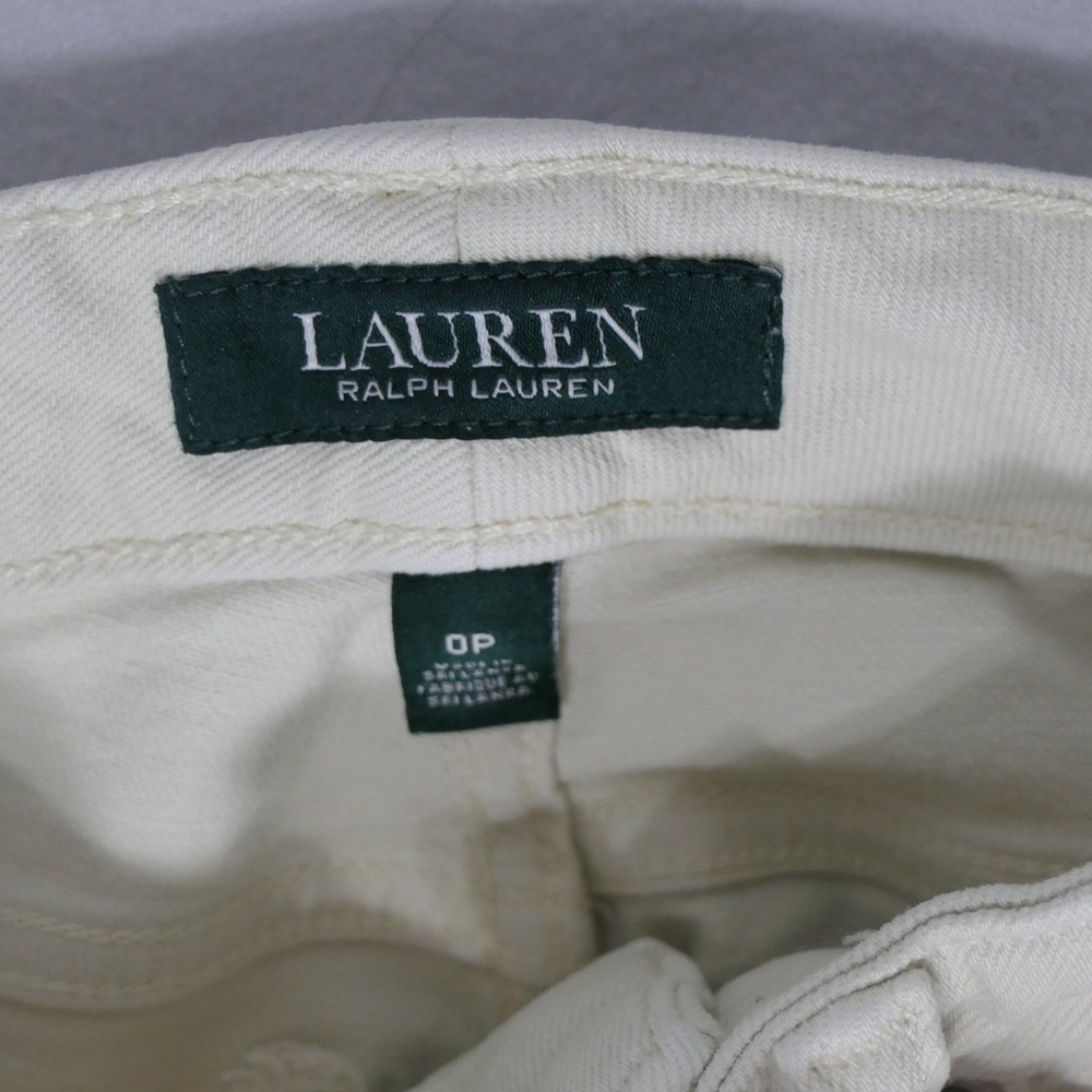 Lauren Ralph Lauren Womens Pants 0P Cream Denim Straight Leg Preppy Timeless - Picture 2 of 10